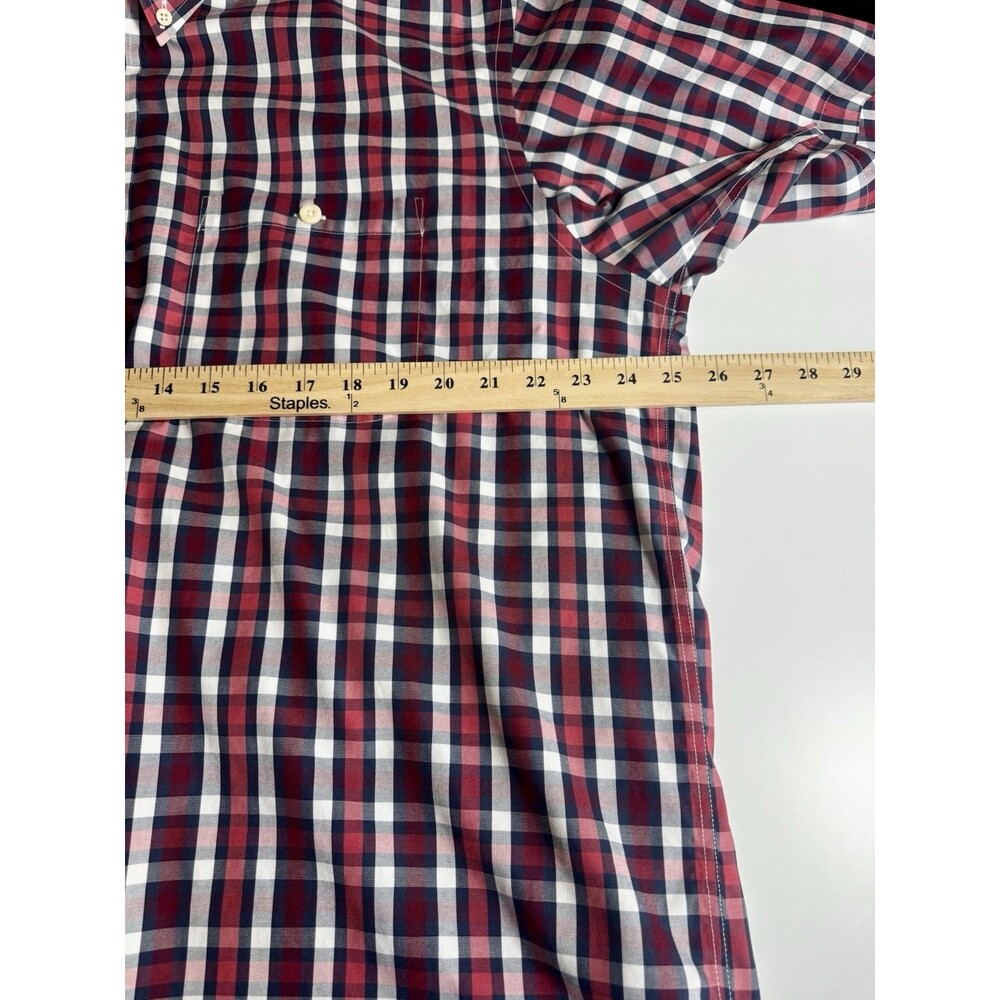 Orvis Wrinkle-Free Plaid Shirt Red Blue 100% Cotton Short Sleeve Men's XL - Picture 5 of 8